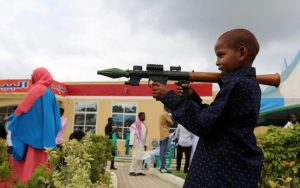 So, if you're a little boy in Somalia, what do you get for a birthday present? Well, a toy rocket propelled grenade launcher, of course...