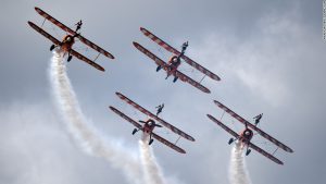 The legendary Breitling Wingwalkers in a recent performance at an airshow in England.