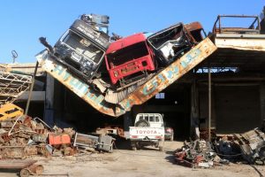 Recent Russian air attacks on the besieged city of Aleppo, Syria has put a bit of a damper on this auto mechanic's place of business.