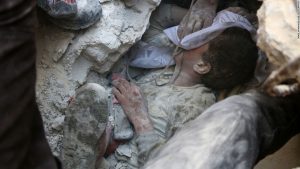 The horror continues in Aleppo as the Syrian civil war continues with no apparent ending in sight. Here, a little boy receives some oxygen after being pulled from some rubble.