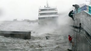 Typhoon Chaba crashed into the Pacific Coast of Asia causing horrific damage everywhere. Here, South Korean sailors were caught at sea and were eventually rescued by a passing ship.