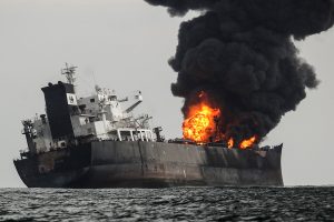 An oil tanker exploded and caught fire off the coast of Mexico. The fire was eventually extinguished.