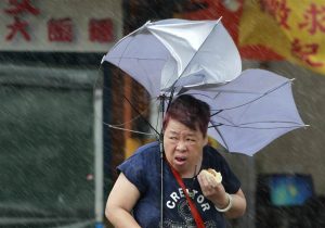 First of all, who even goes out in the middle of a Typhoon, never mind trying to eat during one? Anyway, a brutal typhoon with winds well over 100 MPH crashed into China last week.